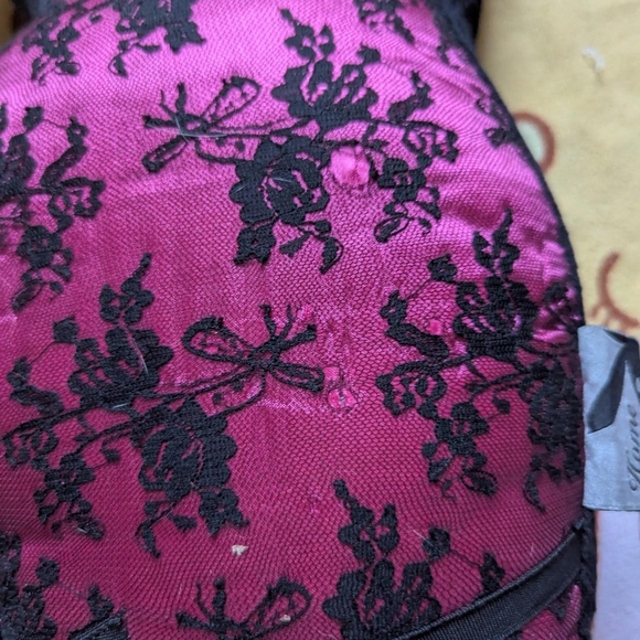 Pink and Black Lace Laced Bunny Plush Bunny Pillow - Picture 4 of 5